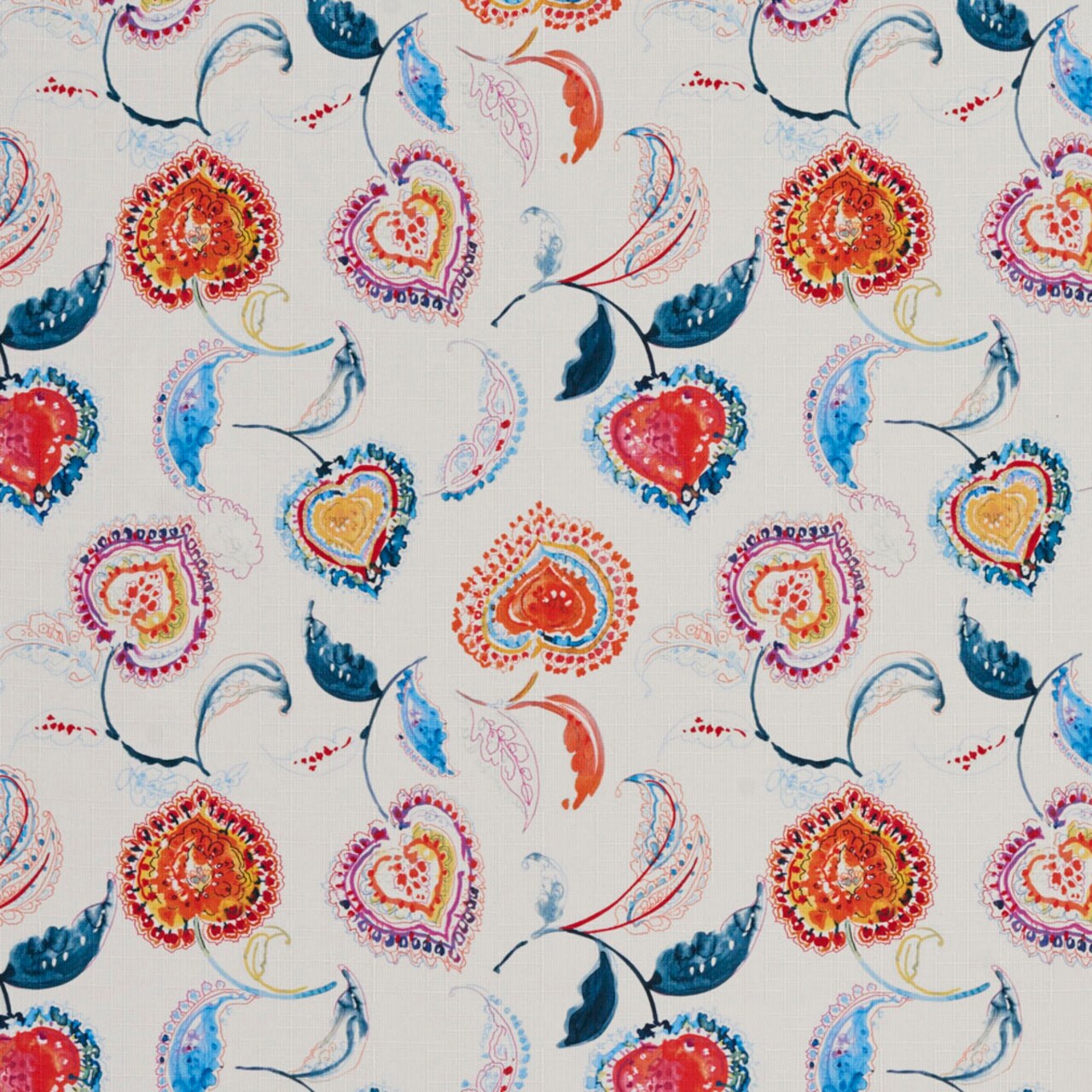 Upholstery Fabric - Blue,Orange & Rust Leaves Upholstery Fabric 54 Inches"